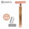 Bambooya Bathroom Starters Kit – Safety Razor + Toothbrushes + Cotton Pads – For Women