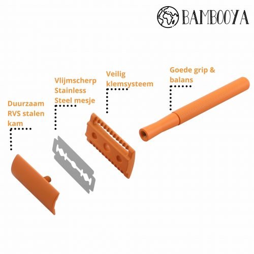Safety Razor Bambooya + 20 razor blades – Orange