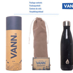 Water bottle thermos – Sustainable VANN drinking bottle marble black