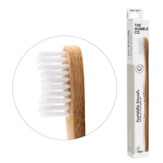 Adult Bamboo Toothbrush – White, Soft Bristles The Humble Co.