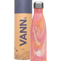 Water bottle thermos – Sustainable VANN drinking bottle marble pink