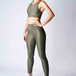 High-waisted leggings – Turtle green