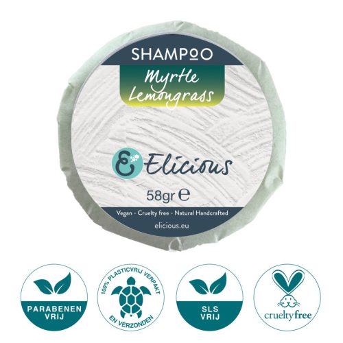 Elicious | Natural shampoo bar Myrtle Lemongrass 58g – Normal to oily
