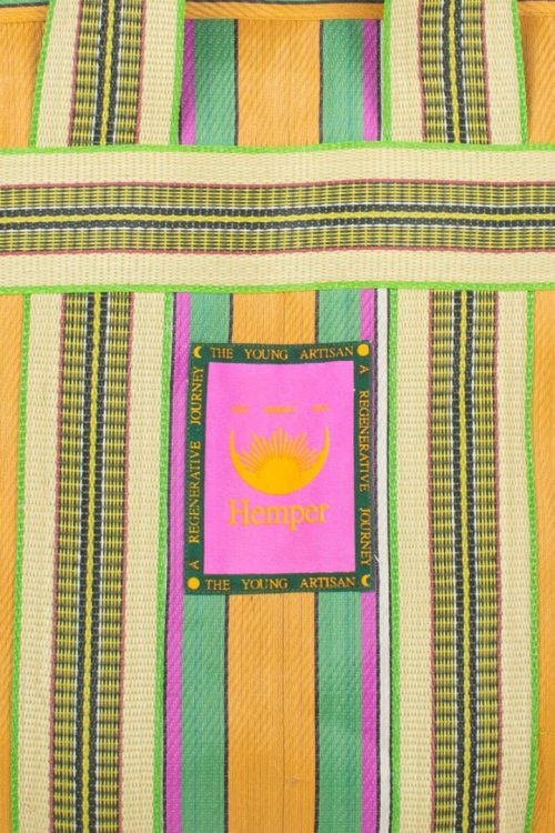 Market Bag India Green, Lilac and Mustard