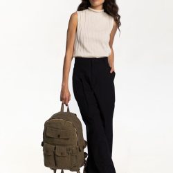 Khaki Multipockets Backpack
