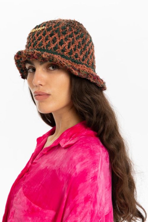 Indigo and Papaya Crochet Hat